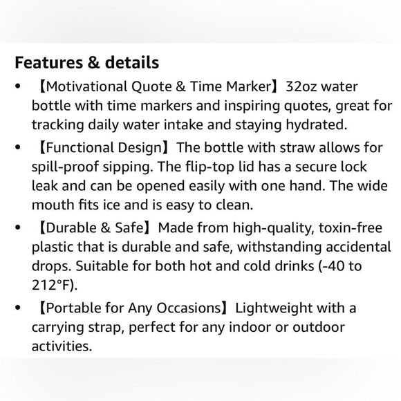 NWOT … Motivational “32 Oz.” Water Bottle - Picture 6 of 10